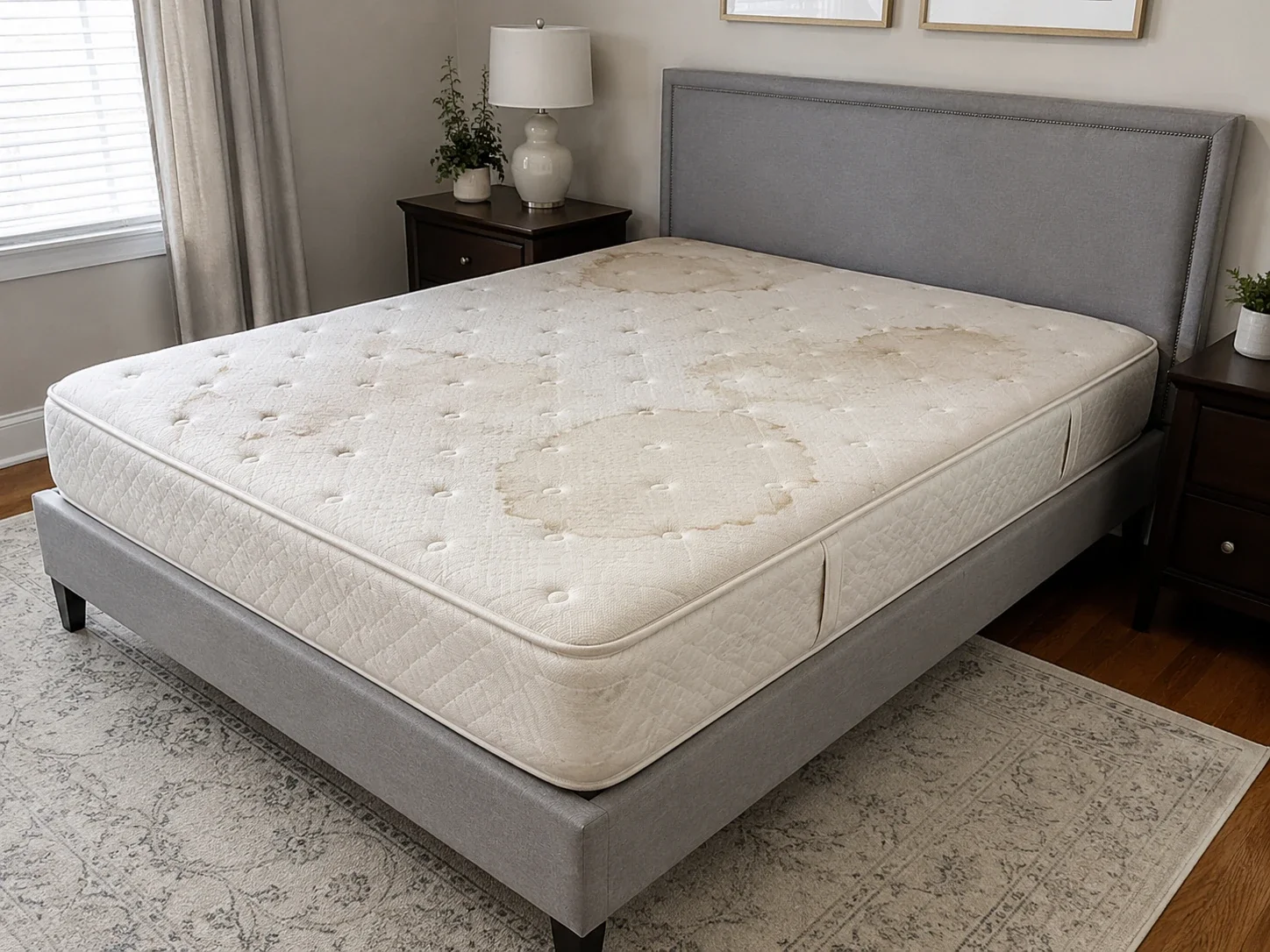 Matelas avant nettoyage Sawara Dakar — taches visibles